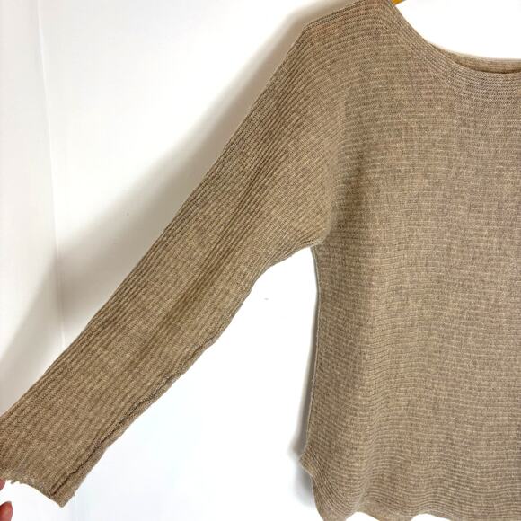 Vince - Light Brown Cashmere Loose Knit Boat Neck Lightweight Sweater - M - Picture 4 of 10